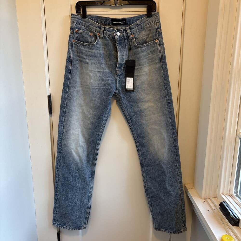 The Kooples Loose Blue Denim Jeans Size 30 Button Fly Straight Jeans NWT Size 10